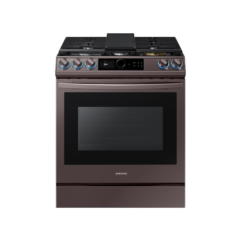 Bespoke Smart Slide-in Gas Range 6.0 cu. ft. with Smart Dial, Air Fry & Wi-Fi in Tuscan Steel