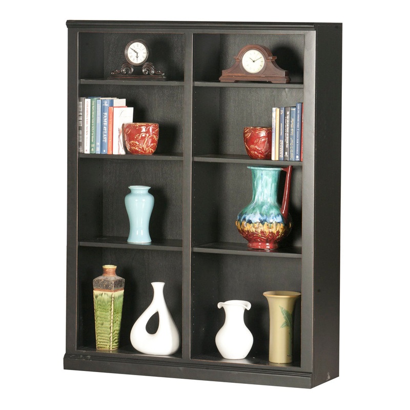 Coastal Double Wide Standard Bookcase Eagle Furniture Manufacturing Size: 60″ H x 45″ W x 13.75″ D Door Type: Glass, Finish: Midnight Blue