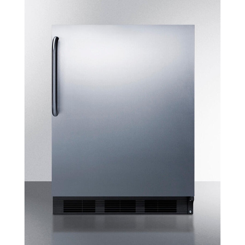 Summit CT66BSSTBADA Freestanding Ada Compliant Refrigerator-Freezer For General Purpose Use, W/Dual Evaporator Cooling, Cycle Defrost, Ss Door, Towel Bar Handle, Black Cabinet