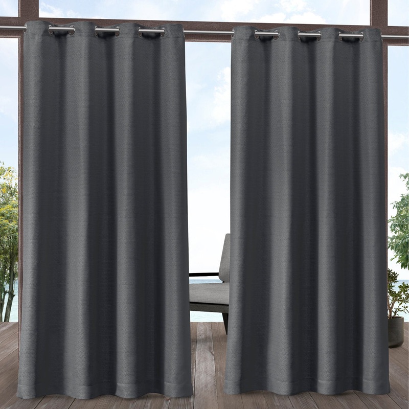 Bertrand Solid Semi-Sheer Outdoor Grommet Curtain Panels (Set of 2) Red Barrel Studio Curtain Color: Charcoal Size per Panel: 54″ W x 96″ L