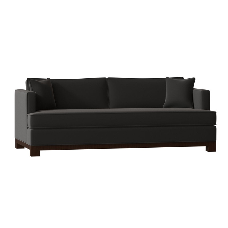 Cassidy Recessed Arm Sofa with Reversible Cushions Poshbin Leg Color: Walnut Size: 95 Inches Body Fabric: Dudley Buff