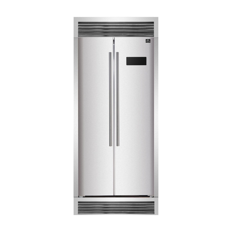 Forno FFRBI180537SG Forno Salerno 33″ Side-By-Side 15.6 Cu.Ft. Stainless Steel Refrigerator With Grill Trim