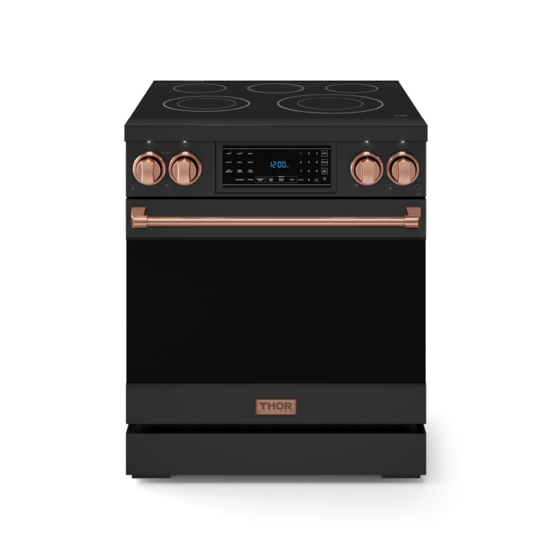 Thor Kitchen RSE30BRSG 30 Inch Professional Electric Range With Tilt Panel Touch Control In Black/Rose Gold Gordon Ramsay Series – Rse30B-Rsg