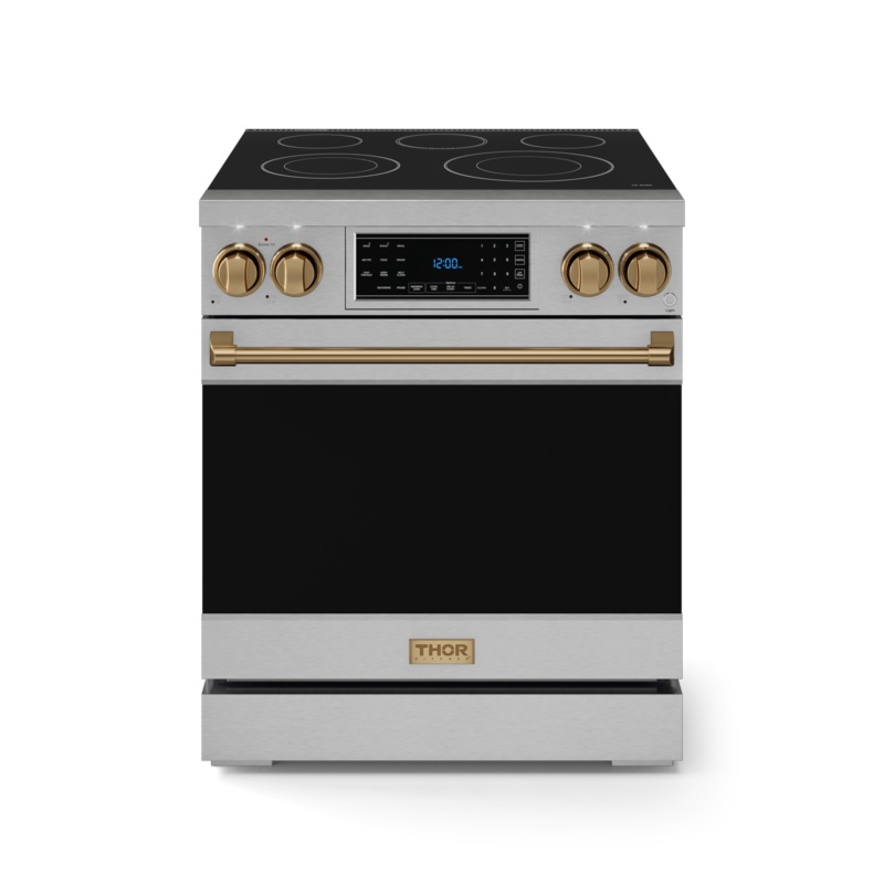 Thor Kitchen RSE30BRZ 30 Inch Professional Electric Range With Tilt Panel Touch Control In Stainless Steel/Bronze Gordon Ramsay Series – Rse30-Brz
