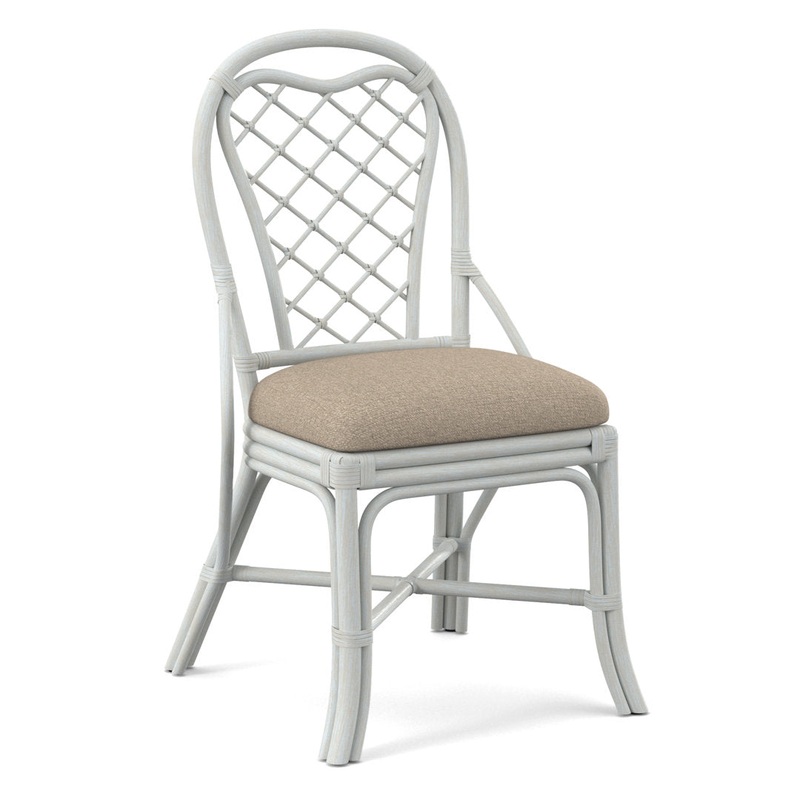Trellis Back Side Dining Chair Braxton Culler Upholstery Color: Blue Buffalo Check; 0120-61, Frame Color: Bisque