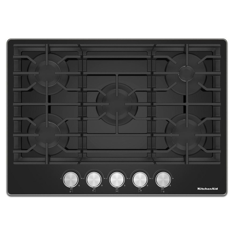 Kitchenaid KCGG530PBL 30″ Gas-On-Glass Cooktop