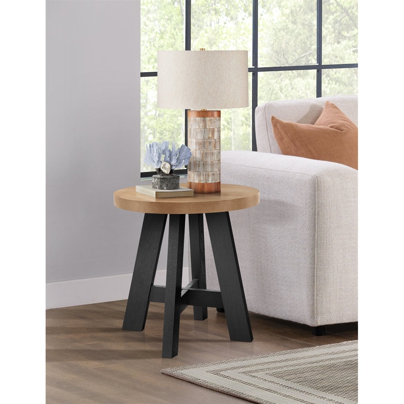 Wiese 22” tall End Table The Twillery Co. Color: Prairie Oak Top/Black Base