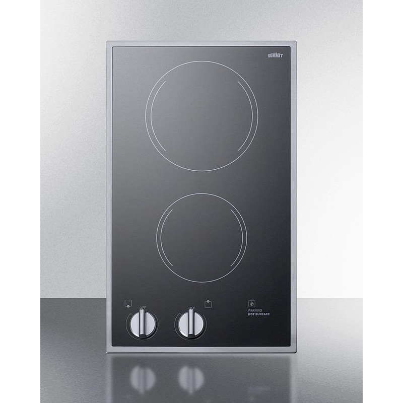 Summit CR2B22ST 12″ Wide 220/240v 2-burner Radiant Cooktop