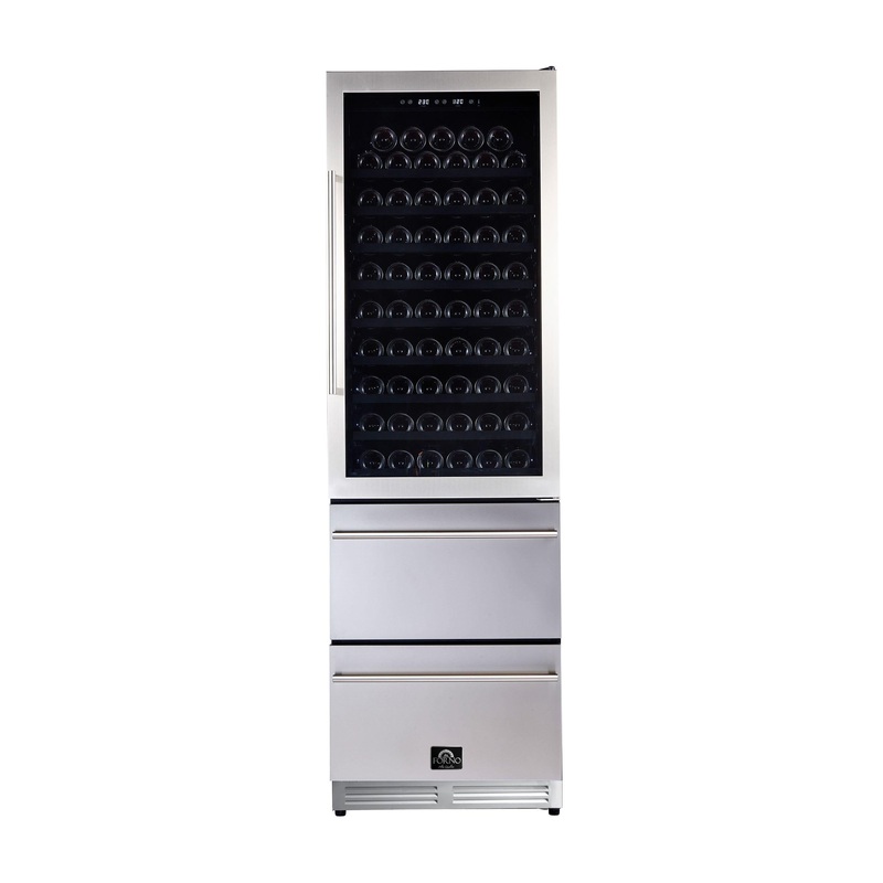 Forno FWCDR662824S Azienda – Dual Temperature Zone 24” Wine Cooler -108 Bottles With Two Refrigerated Drawers