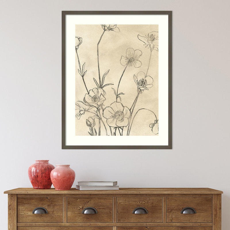 Vintage Wildflowers I by June Erica Vess – Picture Frame Painting Joss & Main Frame Color: Gray Size: 33″ H x 27″ W