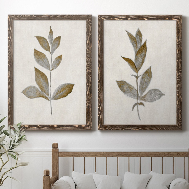 Bronze Leaf I – 2 Piece Print Set (Set of 2) Laurel Foundry Modern Farmhouse Mat Color: No Mat Size: 31.5″ H x 47″ W x 1.5″ D Format: Walnut Framed Canvas