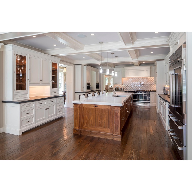 Christopher Peacock Transitional White Kitchen with Island, La Cornue 165 Range & Miele Appliances
