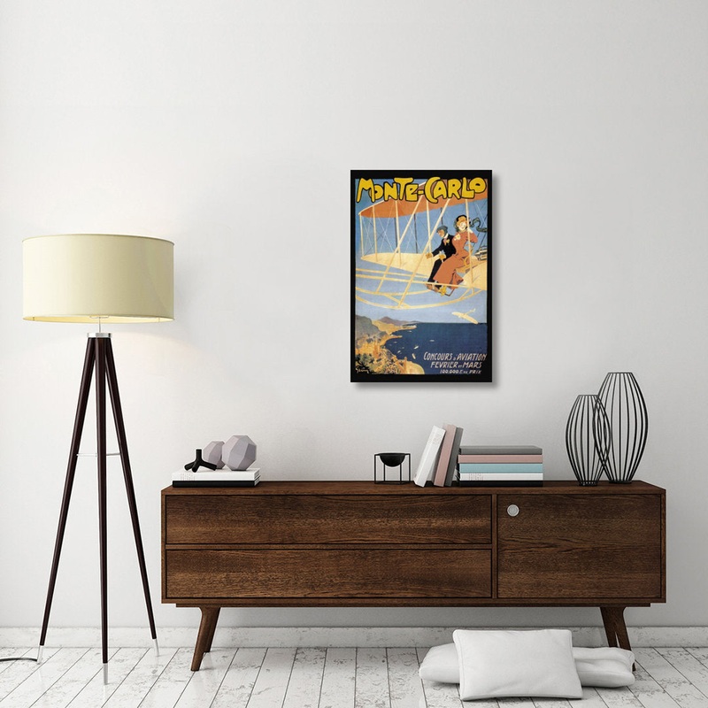 ‘Monte Carlo Concours D’Aviation’ Graphic Art Print on Canvas East Urban Home Size: 36″ H x 24″ W x 1.5″ D
