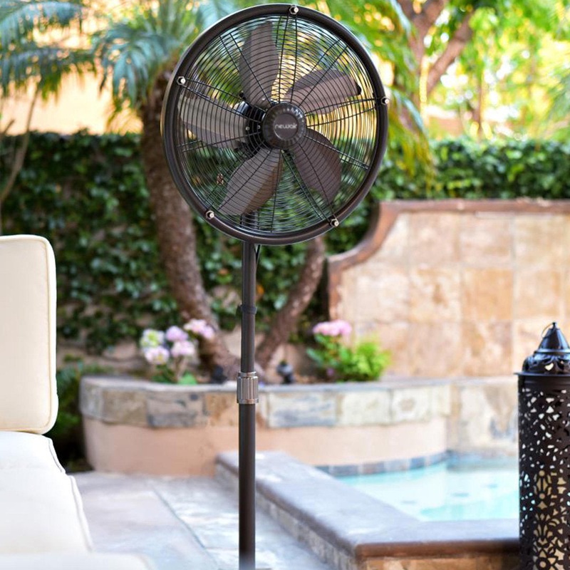 Summer Breeze Essentials Outdoor Misting Fan and Pedestal Fan Combination, 600 sq. ft. With 3 Fan Speeds and Metal Design Newair