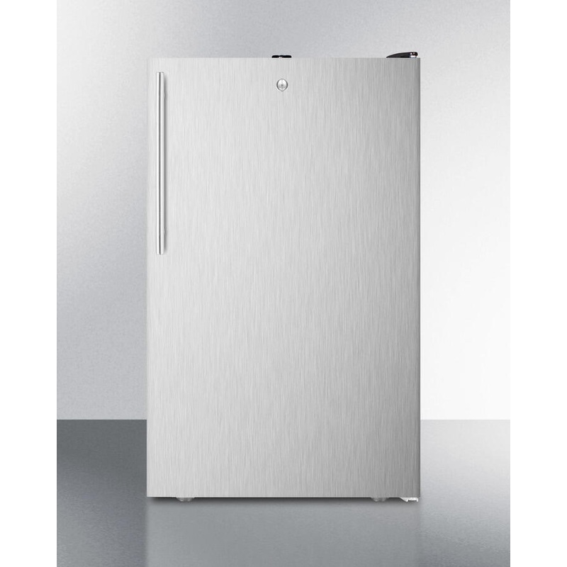 Summit FF521BLSSHV 20″ Wide Counter Height All-Refrigerator For General Purpose Use, Auto Defrost With A Lock, Stainless Steel Door, Thin Handle, And Black Cabinet