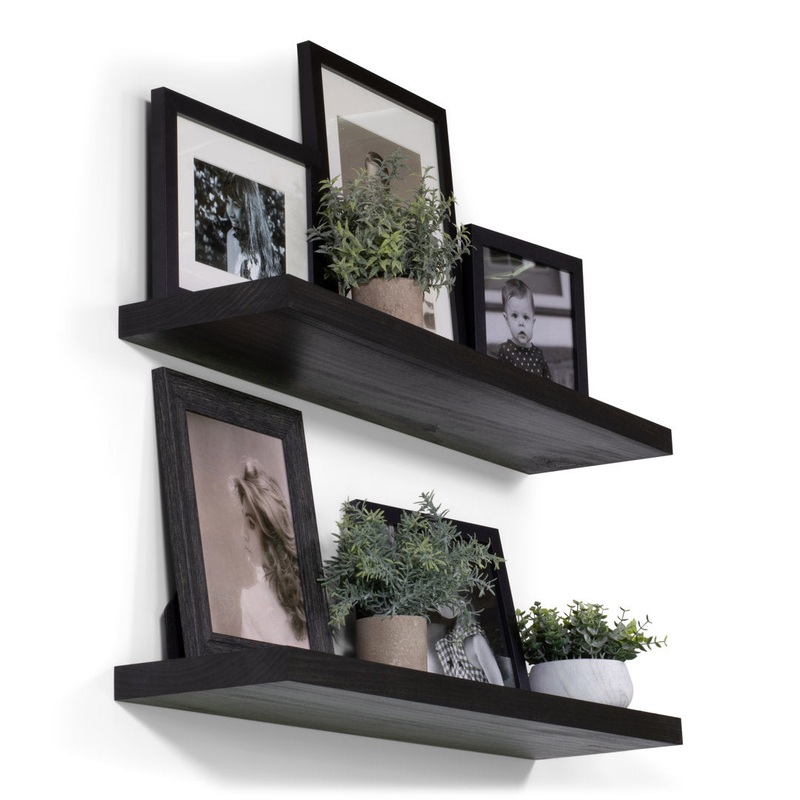 Bridgecliff 2 Piece Poplar Solid Wood Floating Shelf (Set of 2) Rosalind Wheeler Size: 1.38″ H x 48″ W x 6″ D Finish: Midnight