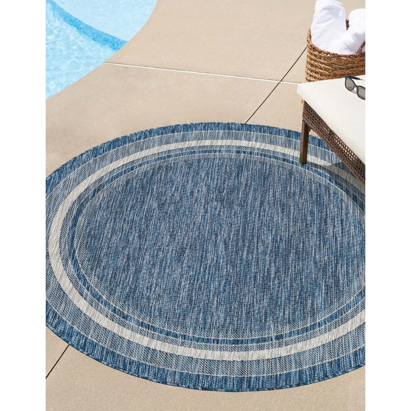 Swanee Blue Indoor / Outdoor Area Rug Arlmont & Co. Rug Size: Round 5′