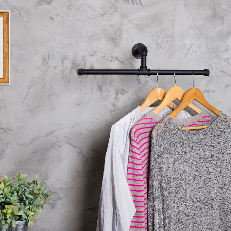 Wall-Mounted T-Bar Pipe Hanging Clothing Rack Symple Stuff