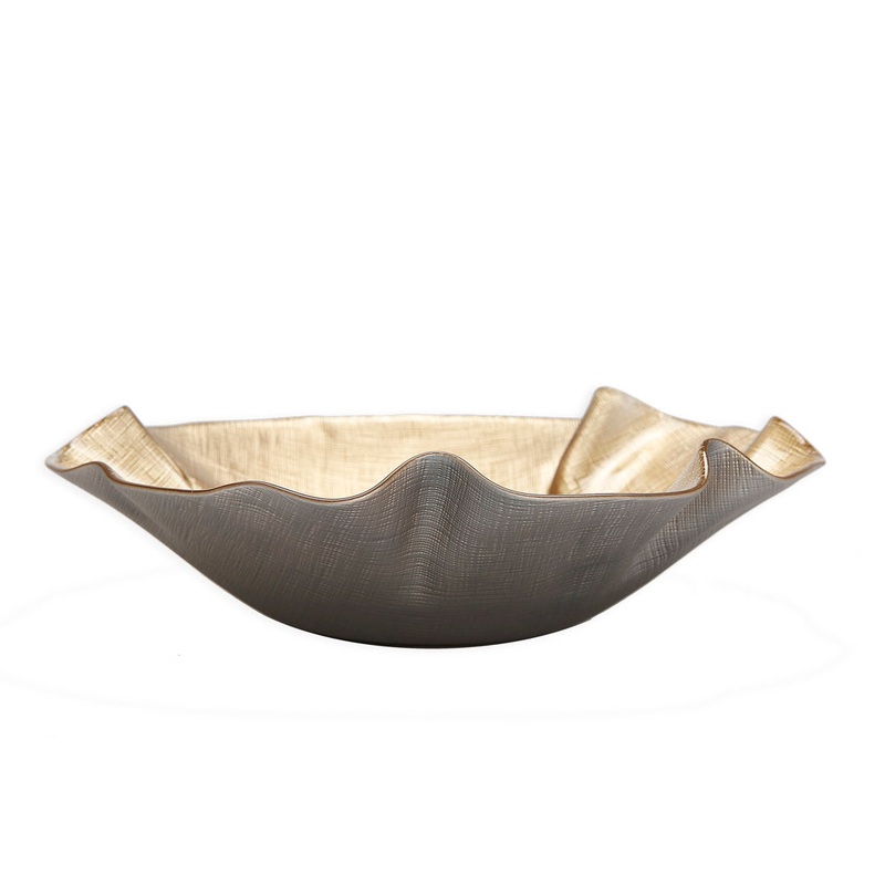 1 Piece Glass Round Decorative Bowl in Gold Everly Quinn