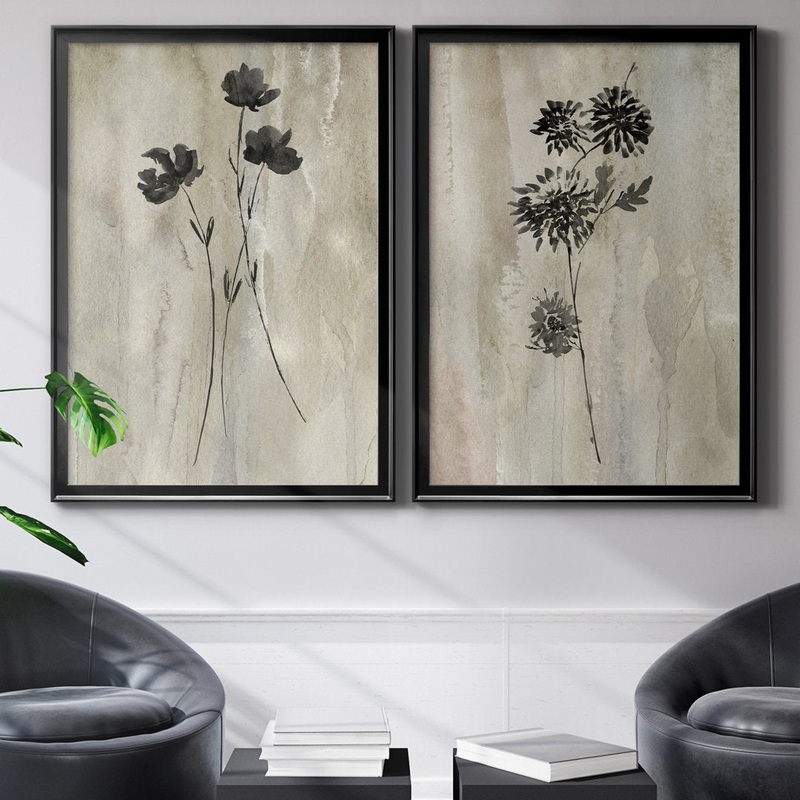 Sumi-E Silhouette III – 2 Piece Painting Print Set Three Posts Mat Color: No Mat Size: 22.5″ H x 61″ W x 3″ D Format: 31.5″ H x 47″ W x 1.5″ D