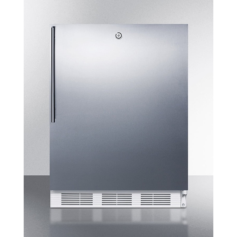 Summit CT66LWBISSHVADA Built-In Undercounter Ada Compliant Refrigerator-Freezer For General Purpose Use, W/Dual Evaporator Cooling, Lock, Ss Door, Thin Handle, White Cabinet