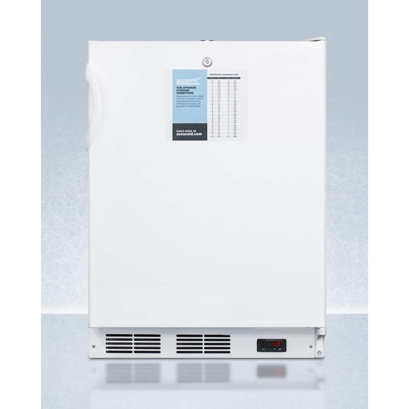 Summit FF7LPROADA Ada Compliant 24″ Wide Auto Defrost Commercial All-Refrigerator With Lock, Digital Thermostat, Internal Fan, And Access Port For User-Provided Monitoring Equipment