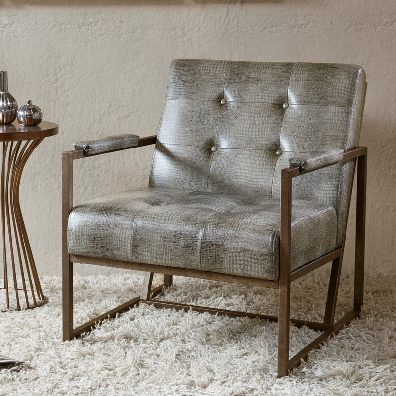 Wembley Armchair Steelside Leather Type: Gray Faux Leather