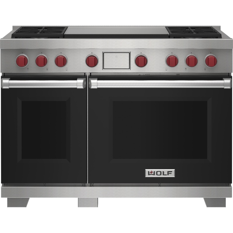 Wolf DF48450DGBKPLP 48″ Dual Fuel Range – 4 Burners And Infrared Dual Griddle