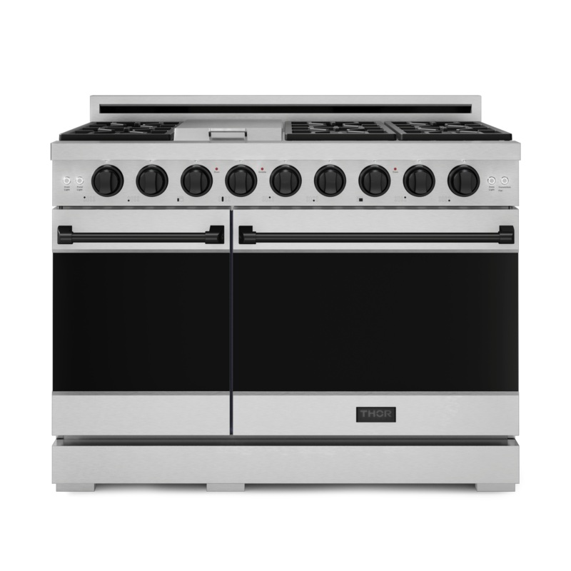 Thor Kitchen RSG48ELPBLK 48 Inch Professional Lp Range With Pro-Style Knobs In Stainless Steel/Black Gordon Ramsay Series – Rsg48Elp-Blk
