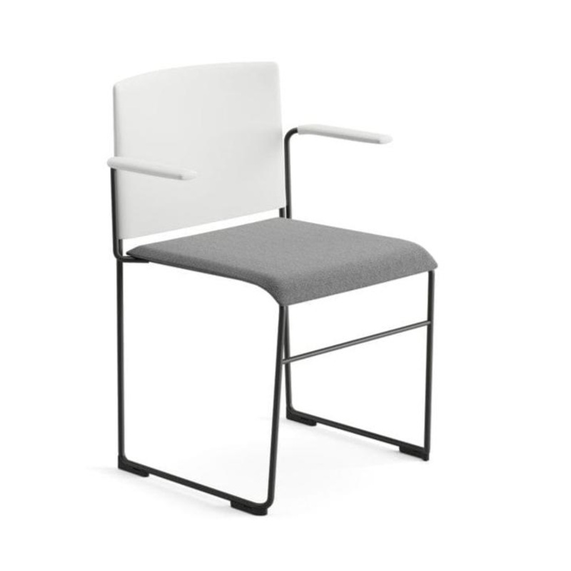 Stacy Upholstered Seat Pad Sled Chair with Armrests