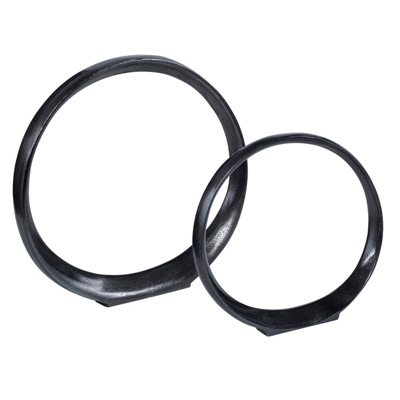 2 Piece Esteves Ring Sculpture Set Wade Logan Finish: Black Nickel