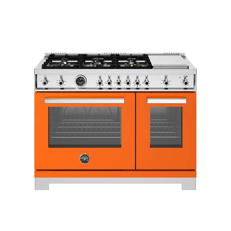 Bertazzoni PRO486BTFGMART 48 Inch All-Gas Range 6 Brass Burners And Griddle Arancio