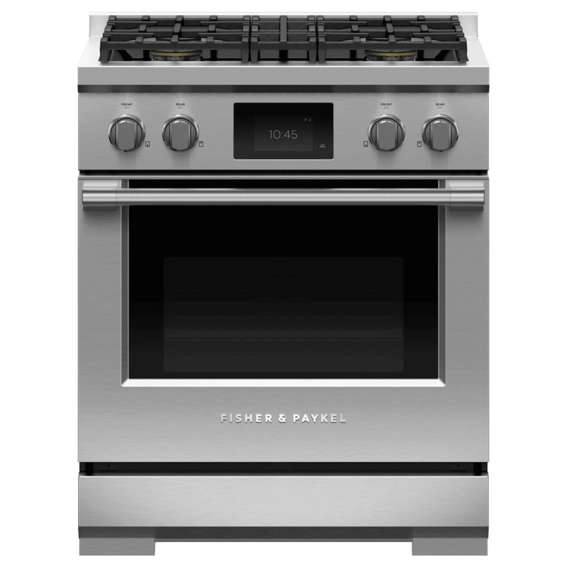 Fisher & Paykel RDV3304N Dual Fuel Range, 30″, 4 Burners, Self-Cleaning