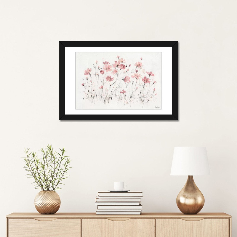 Wildflowers Pink I’ Print on Canvas East Urban Home Mat Color: White Size: 16″ H x 24″ W x 1″ D Format: Black Framed Fine Art Paper