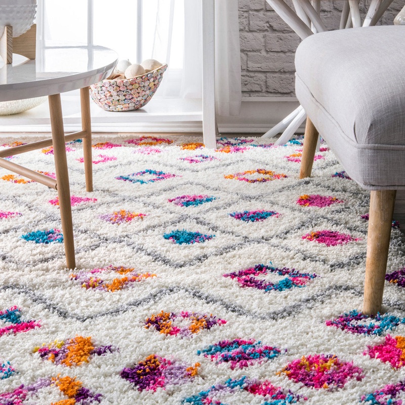 Abramson Bohemian Diamond Trellis Shag Pink/Ivory Rug Mack & Milo Rug Size: Rectangle 4′ x 6′
