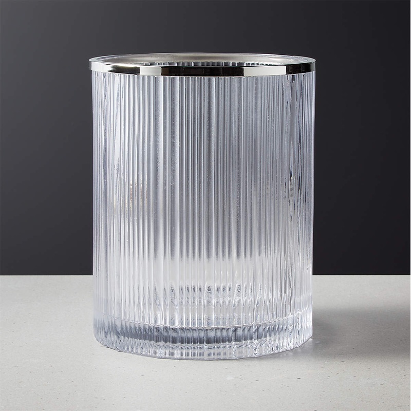 ATHENA RIBBED GLASS ROUND WASTEBASKET