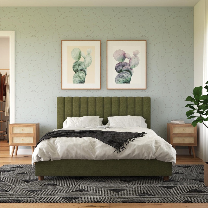 Brittany Tufted Upholstered Platform Bed Novogratz Color: Green Size: Queen
