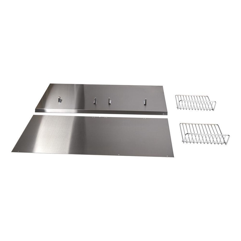 Kitchenaid W10285448 36″ Range Hood Backguard Kit with Dual Position Shelf, Stainless Steel, fits JXW9036WP and JXU9136WP, Size: 20″ H