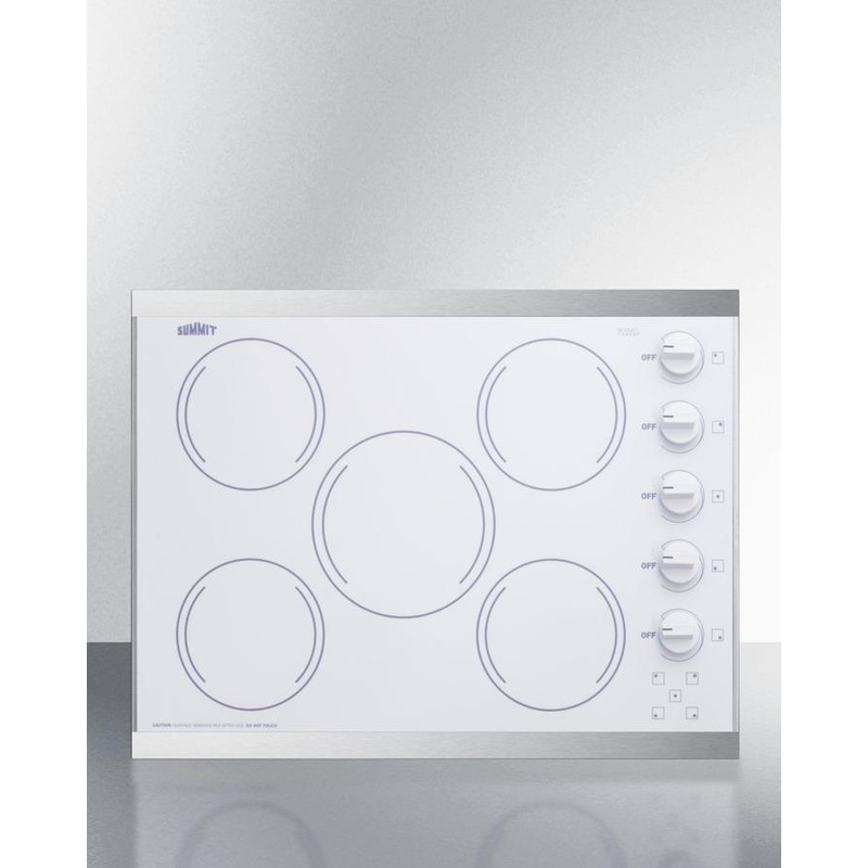 Summit CRS5B14W 27″ Wide 230v 5-burner Radiant Cooktop
