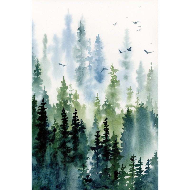 Treeline by Katrina Pete – Wrapped Canvas Painting Print Kelly Clarkson Home Frame Color: Gold Size: 18″ H x 12″ W   Format: Framed Canvas
