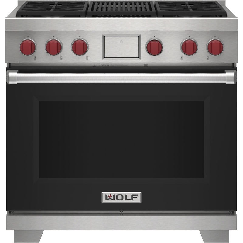 Wolf DF36450CBKPLP 36″ Dual Fuel Range – 4 Burners And Infrared Charbroiler