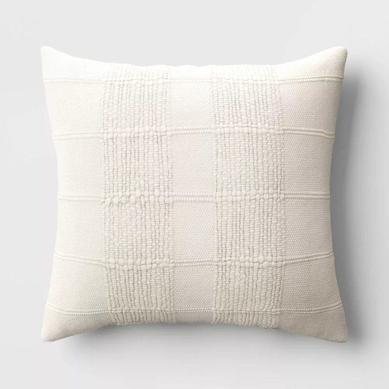 Textural Solid Square Throw Pillow Off-White 18×18