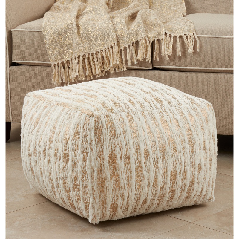 Wightman 20” Square Abstract Pouf Ottoman Foundry Select Fabric: Gold
