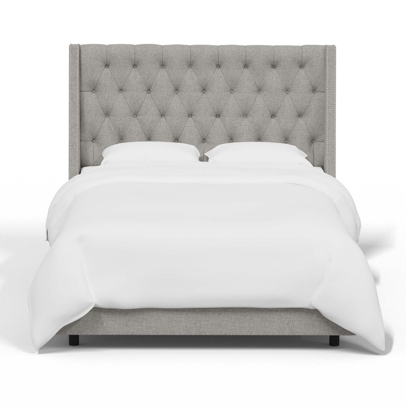 Annabel Upholstered Wingback Bed Kelly Clarkson Home Size: Twin Body Fabric: Textured Feather Linen