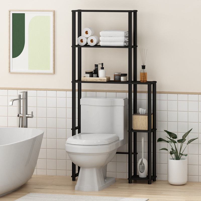 Antonucci 31.1″ W x 65.1″ H x 9″ D Over-The-Toilet Storage Ebern Designs Finish: Espresso/Black
