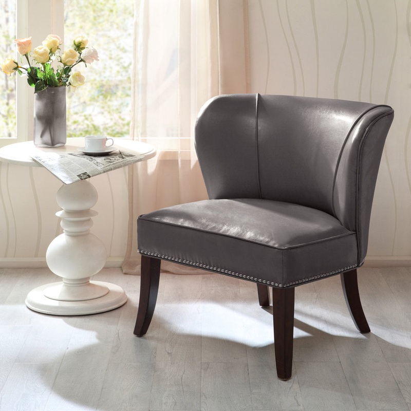 Beesley Faux Leather Armless Accent Chair Andover Mills Leather Type: Gray Faux Leather