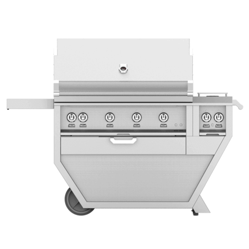 Hestan GABR42CX2NGDG Hestan 42″ Natural Gas Deluxe Freestanding Grill And Cart W/ Double Side Burner Gabr42Cx2 – Dark Grey (Custom Color: Pacific Fog)