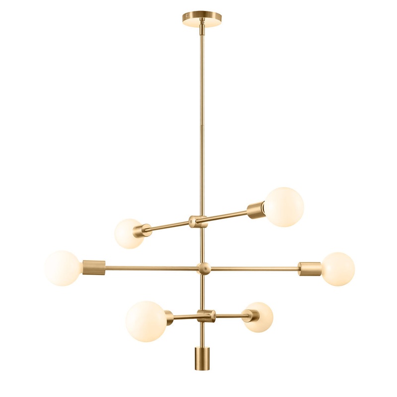 Dycus 6 – Light Sputnik Modern Linear Chandelier Mercer41 Finish: Antique Brass