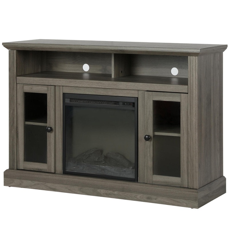 Tucci TV Stand for TVs up to 50″ with Electric Fireplace Included Darby Home Co Color: Rustic Gray