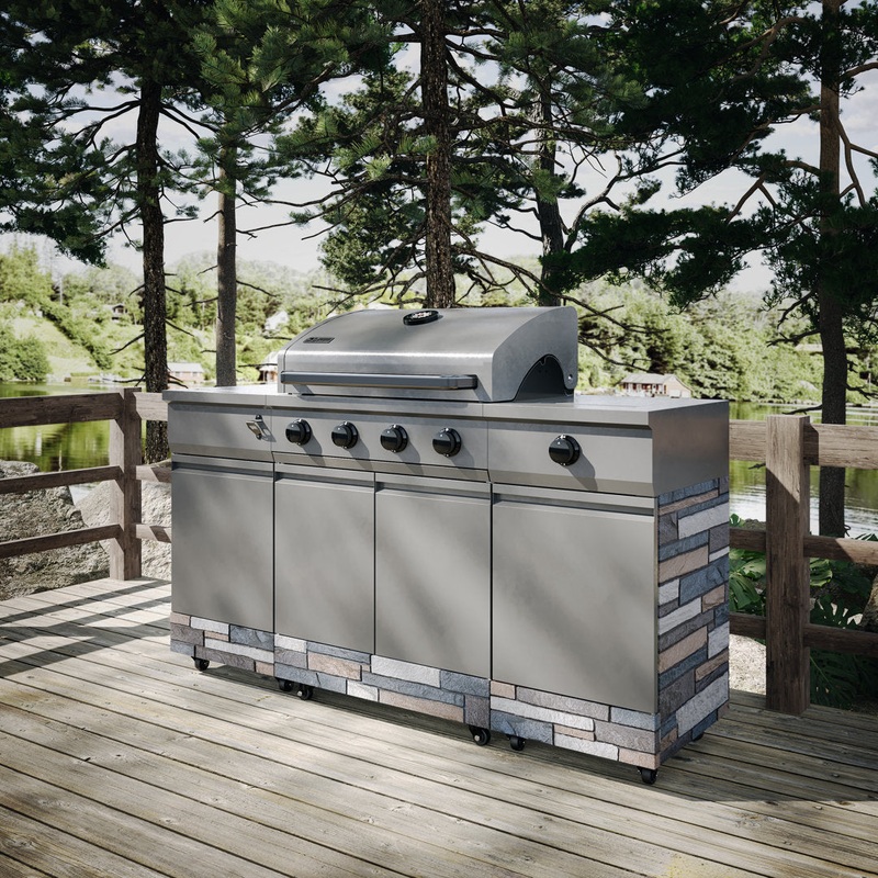 TYTUS 4 – Burner Portable 60000 BTU Gas Grill with Side Burner and Cabinet TYTUS
